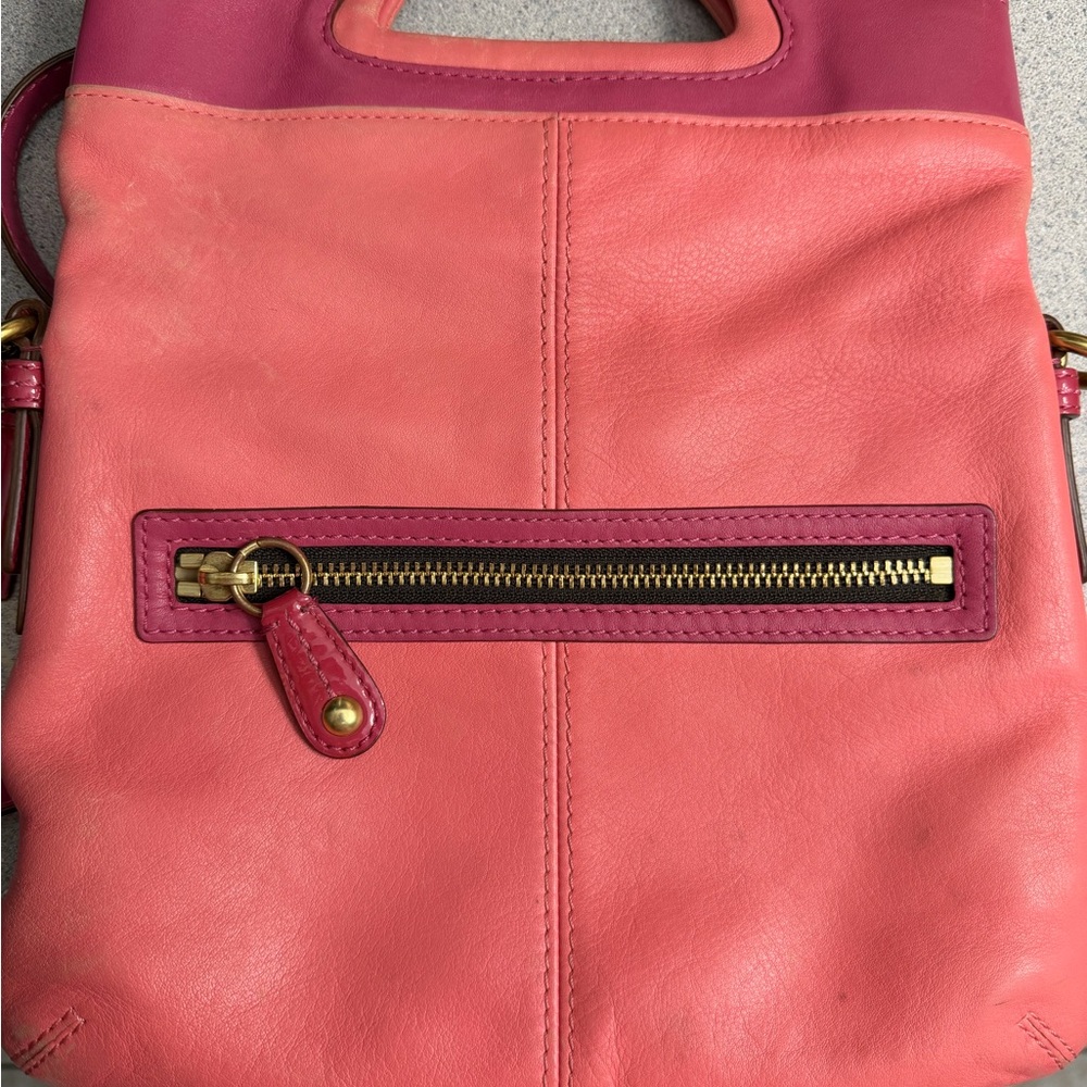 Coach Coral and Pink Leather Tote - Picture 2 of 10